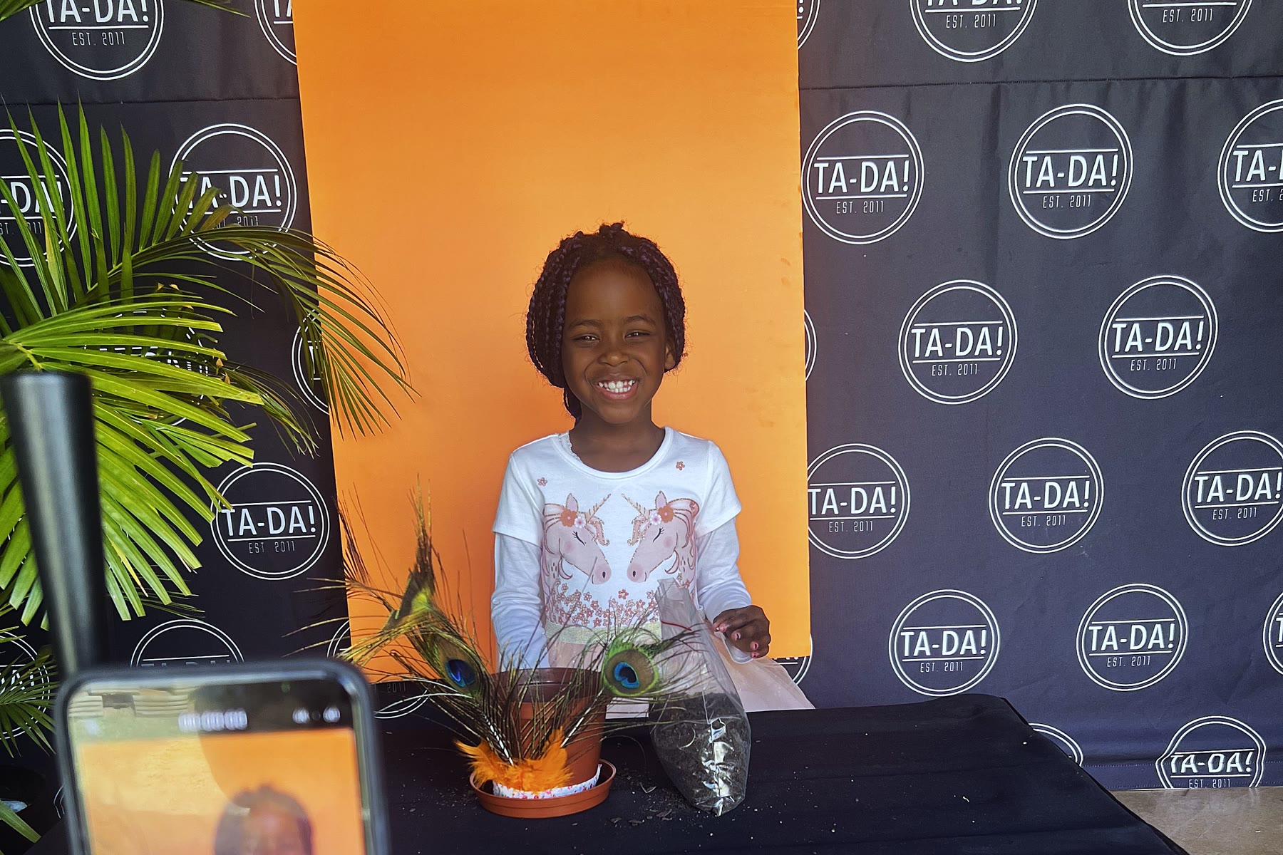 Young creator filming a video at TA-DA! Young Creators