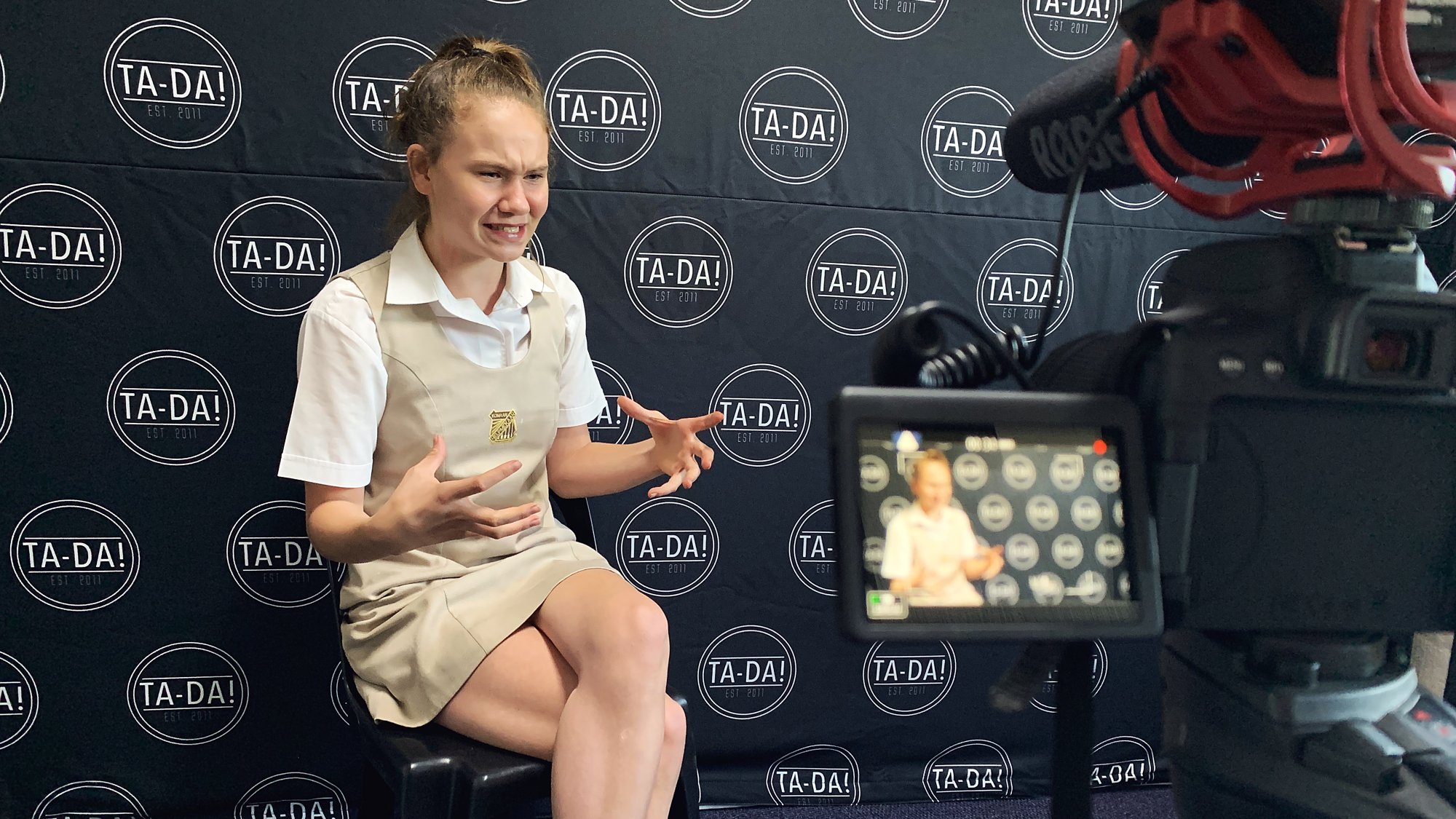 Young creators filming content at TA-DA! School of Influence