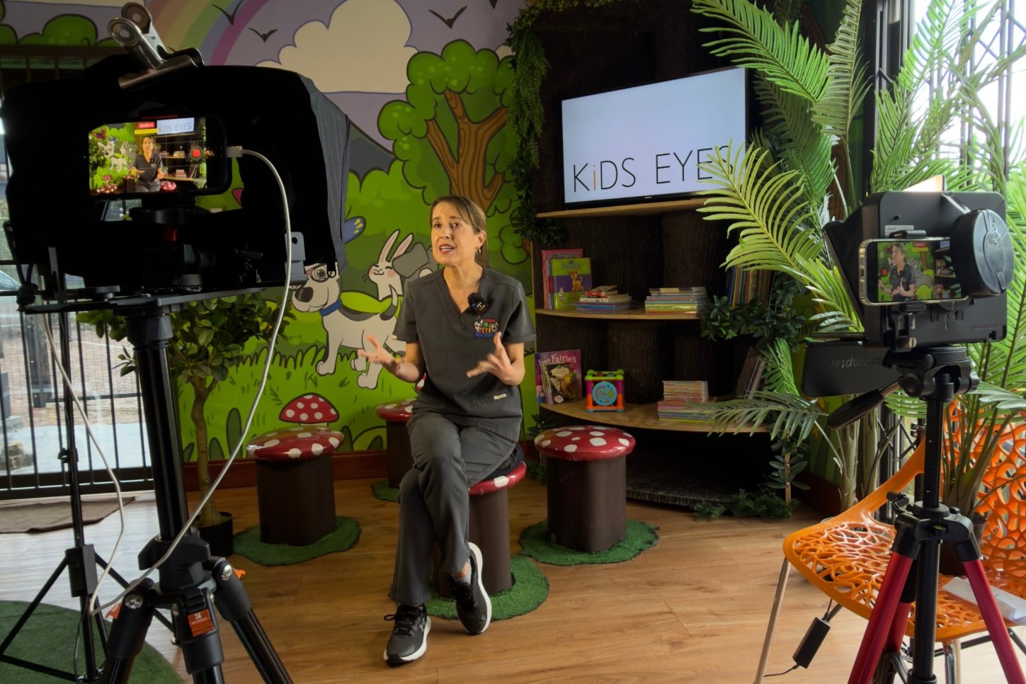 A TA-DA! Stagecraft Studio shoot with two teleprompter cameras filming a presenter