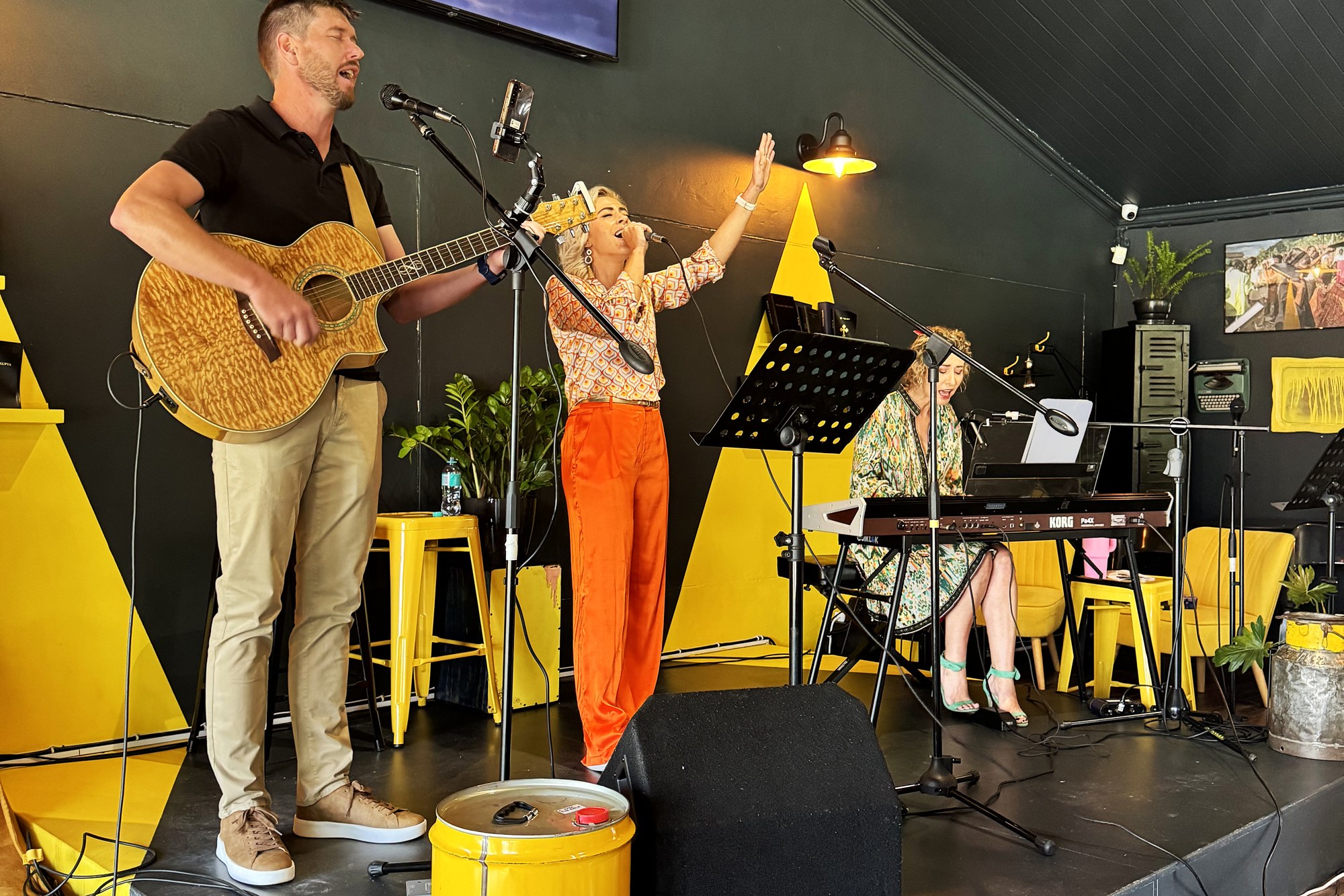 Worship band leading a church service